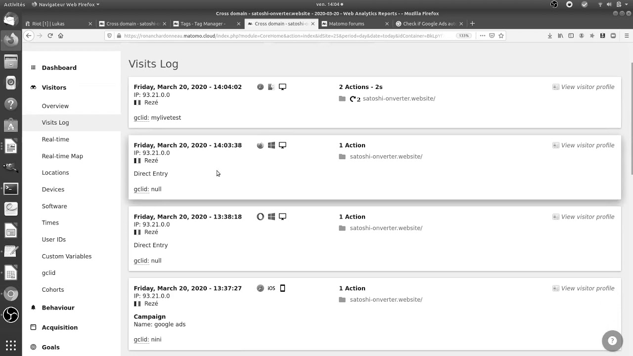 Matomo Google Ads and GCLID