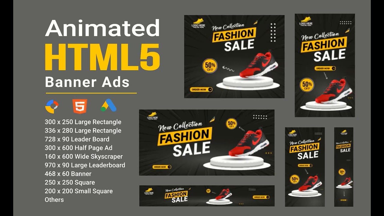 Html5 animated banner ads web banner | Html5 banner ads | google web designer #html5_banner #web_ads