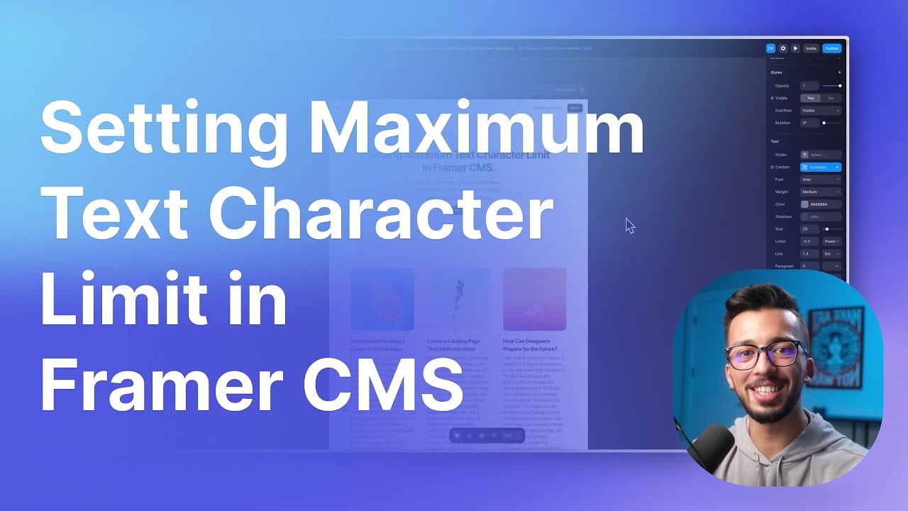 Framer Tutorial : How to set the Maximum Text Character Limit in Framer CMS