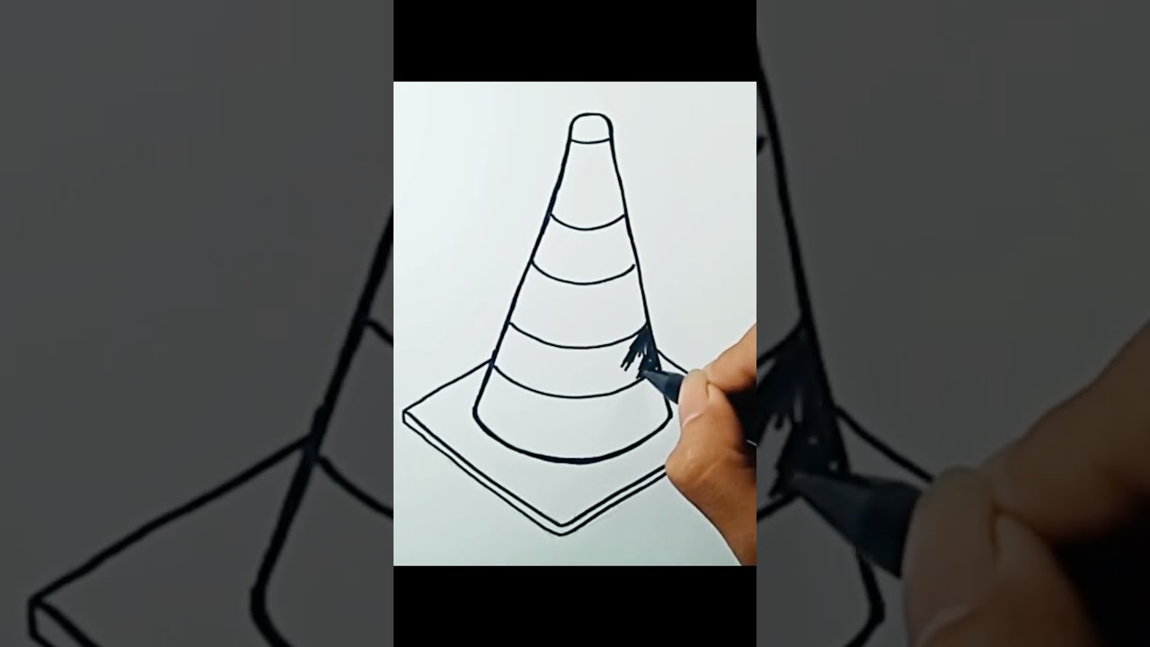 How to draw Traffic Cone #shorts