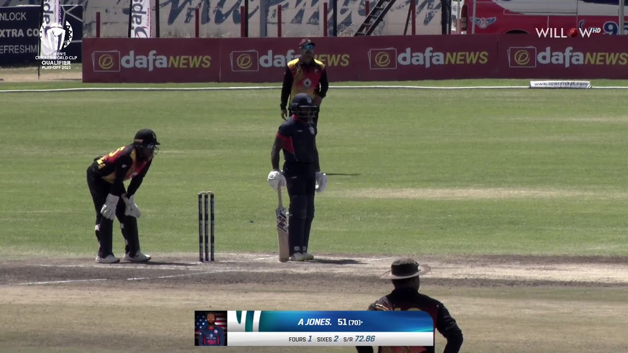 Aaron Jones 65 runs vs Papua New Guinea| 10th Match - PNG vs USA