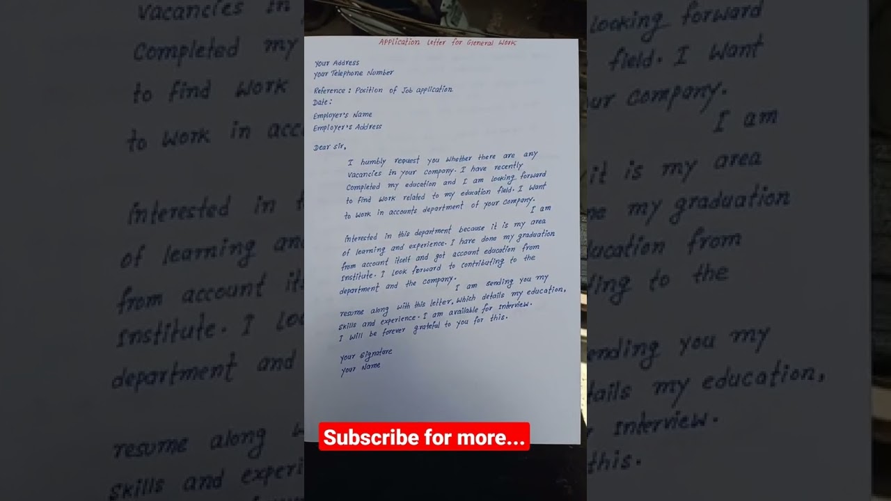 Application letter for General Work