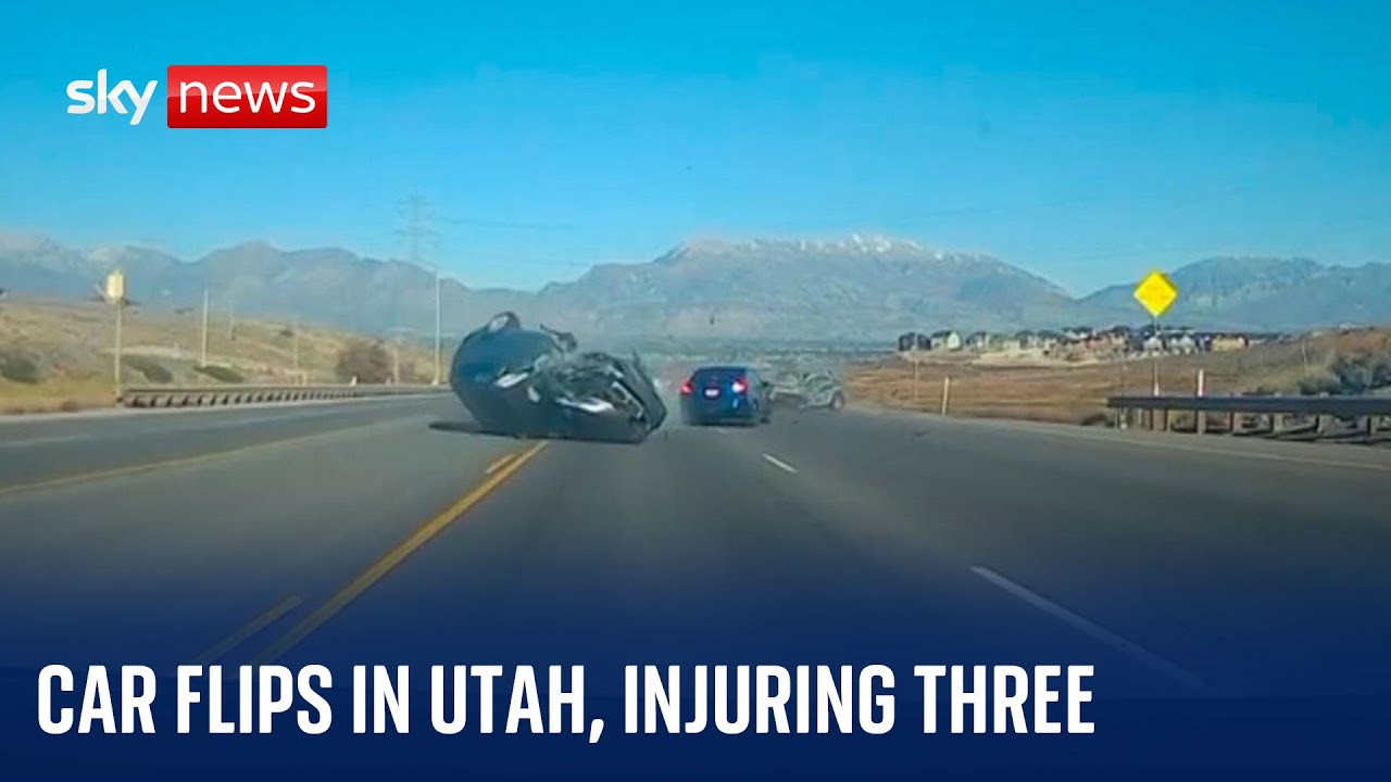 Utah: Car flips after head-on collision, seriously injuring three people
