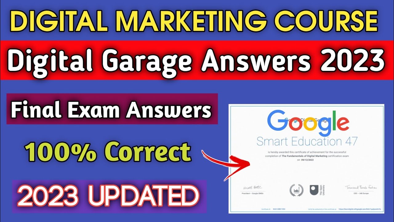 Google Digital Marketing Garage Certification Final Exam Answers | 2023 June updated