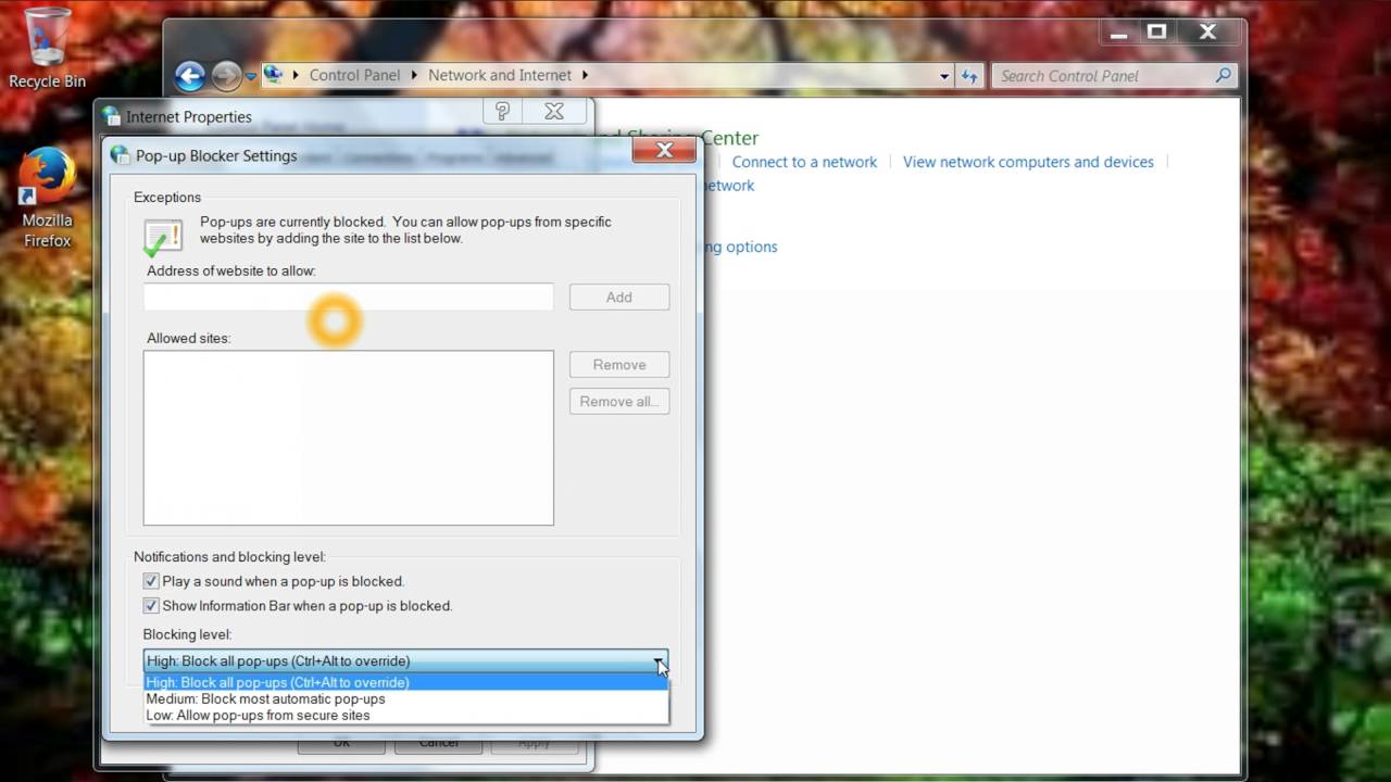 How to remove pop up ads from Windows 7.