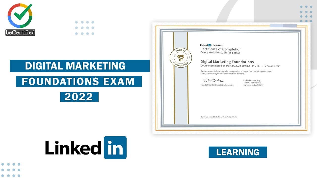 Digital Marketing Foundations Exam 2023 | LinkedIn | beCertifieds