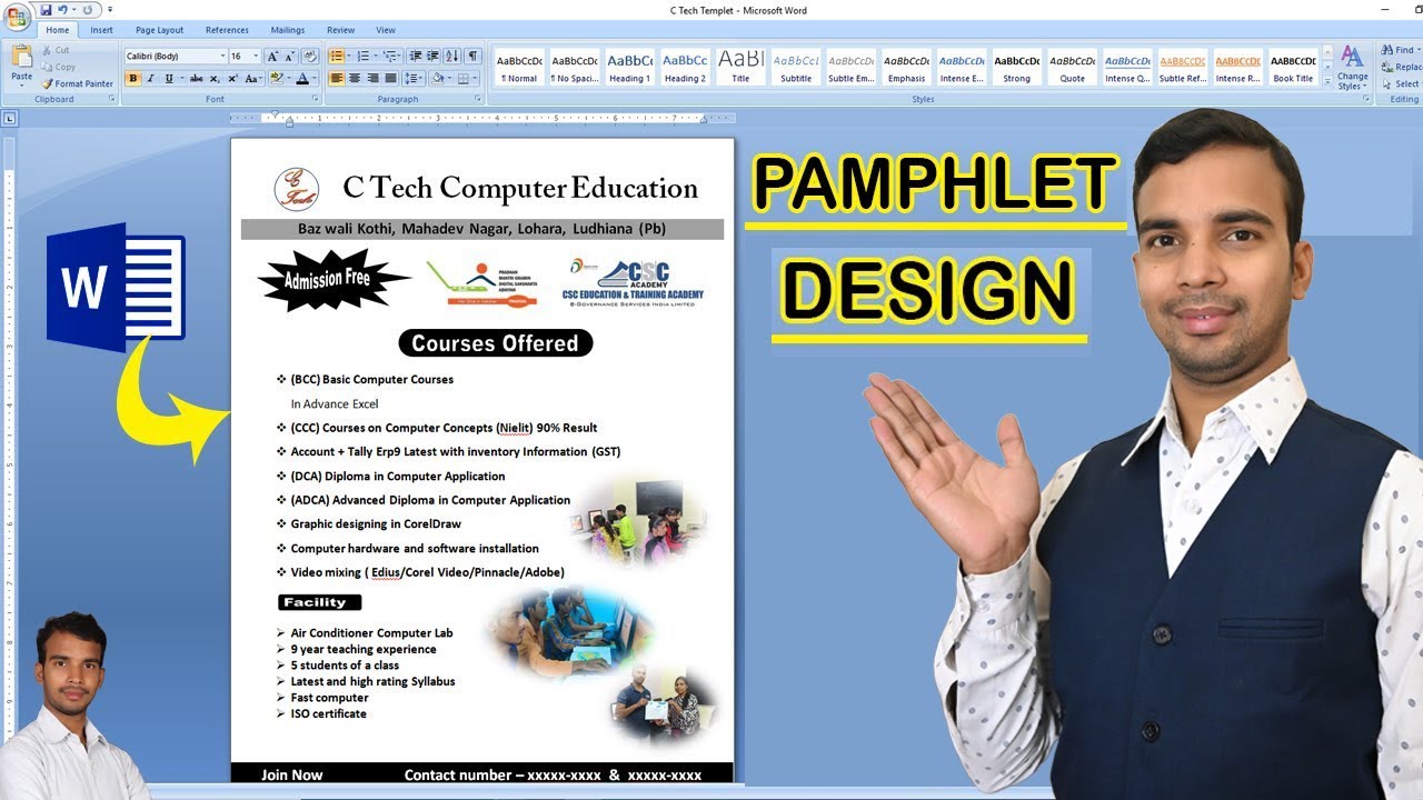 How to make a Education center Pamphlet design in Ms Word