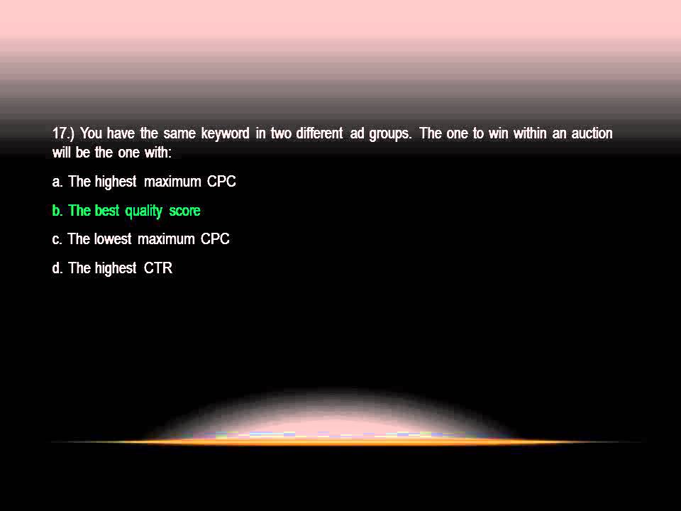 Google AdWords Exam Sample Test Questions (Search Advertising Advance)