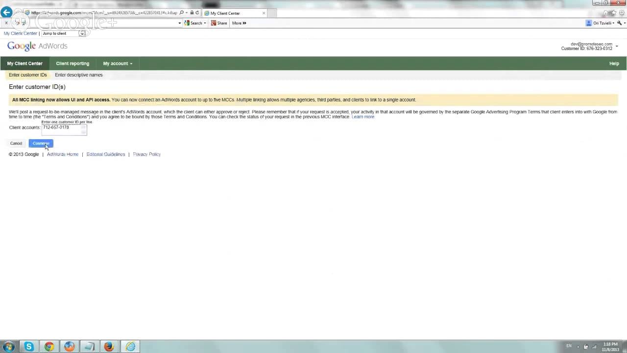 Share Adwords Account with MCC