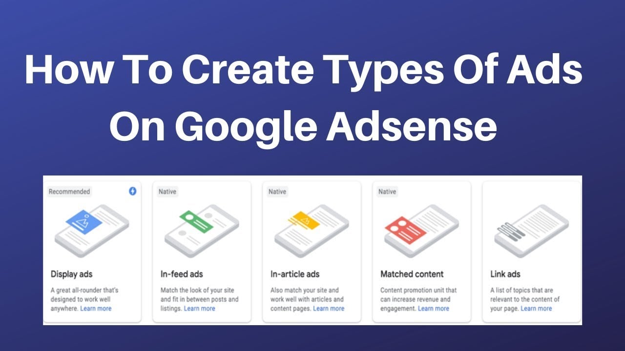 How to create types of ads on google adsense in your website