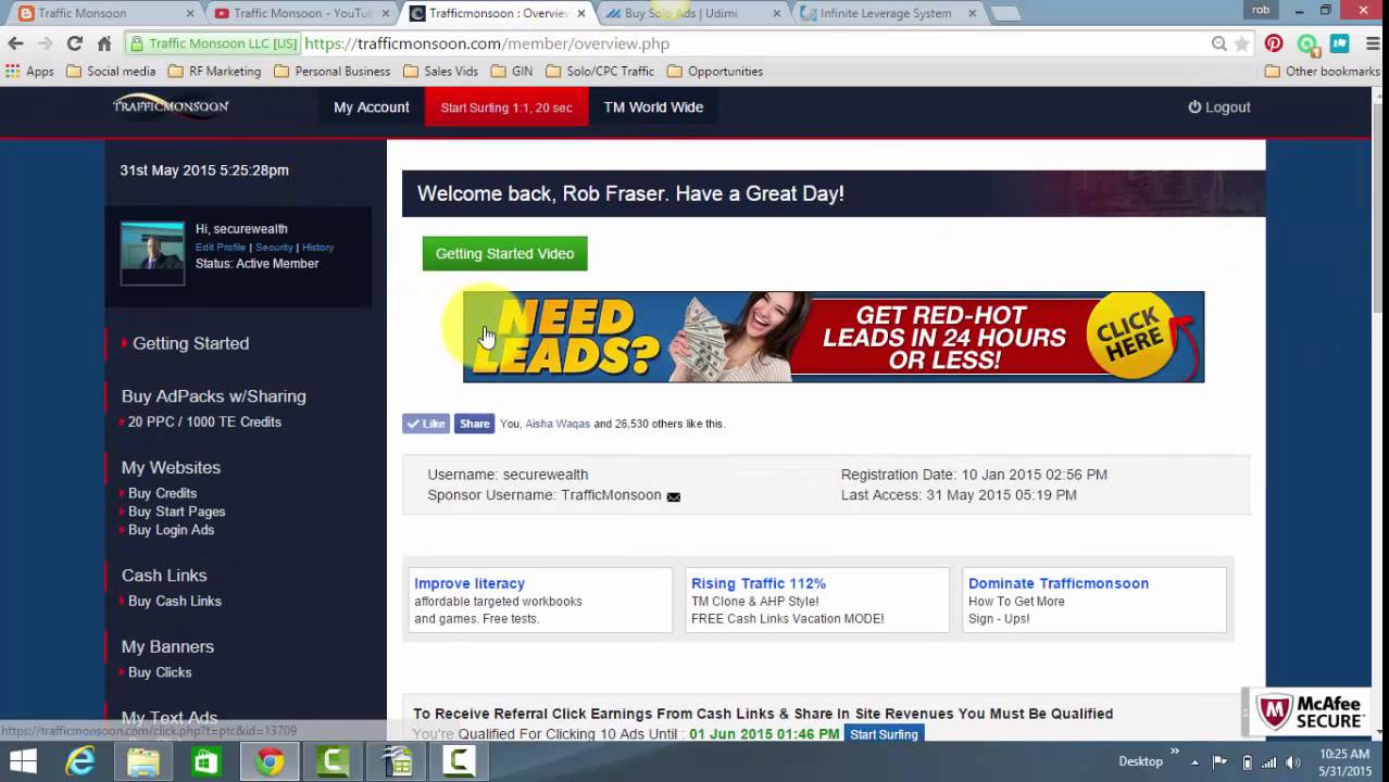 Updated Perpetual Traffic Monsoon traffic plan with solo ads and Infinite Leverage System