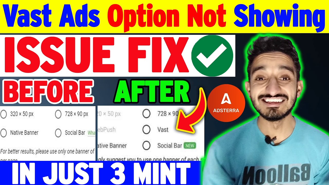 Adsterra Vast Ad Option Not Showing Issue Fix ✅ | Adsterra Vast Ads Earning Trick 2023 |@alcashzone