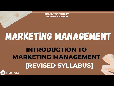 Calicut University 2nd Sem Bcom/BBA Marketing Management 1st Chapter Revised Syllabus Exam oriented