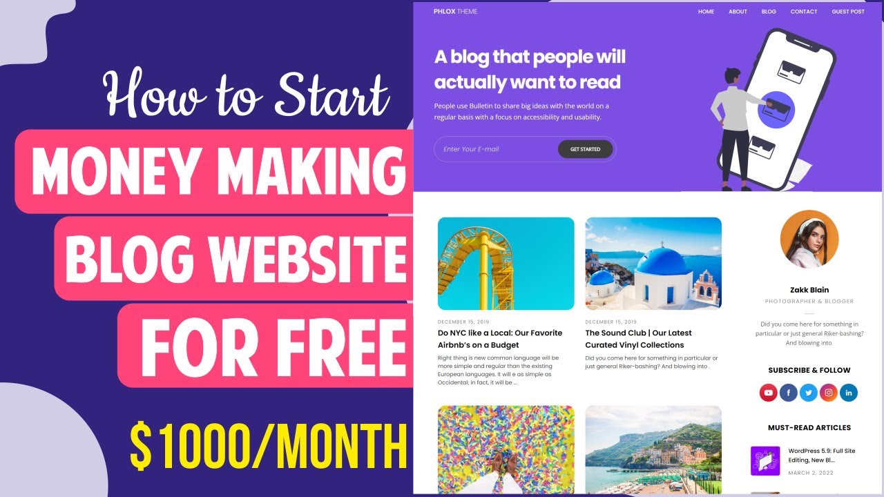 How to Start Money Making Blog for FREE with WordPress, AdSense, Affiliate & Email Marketing 2022