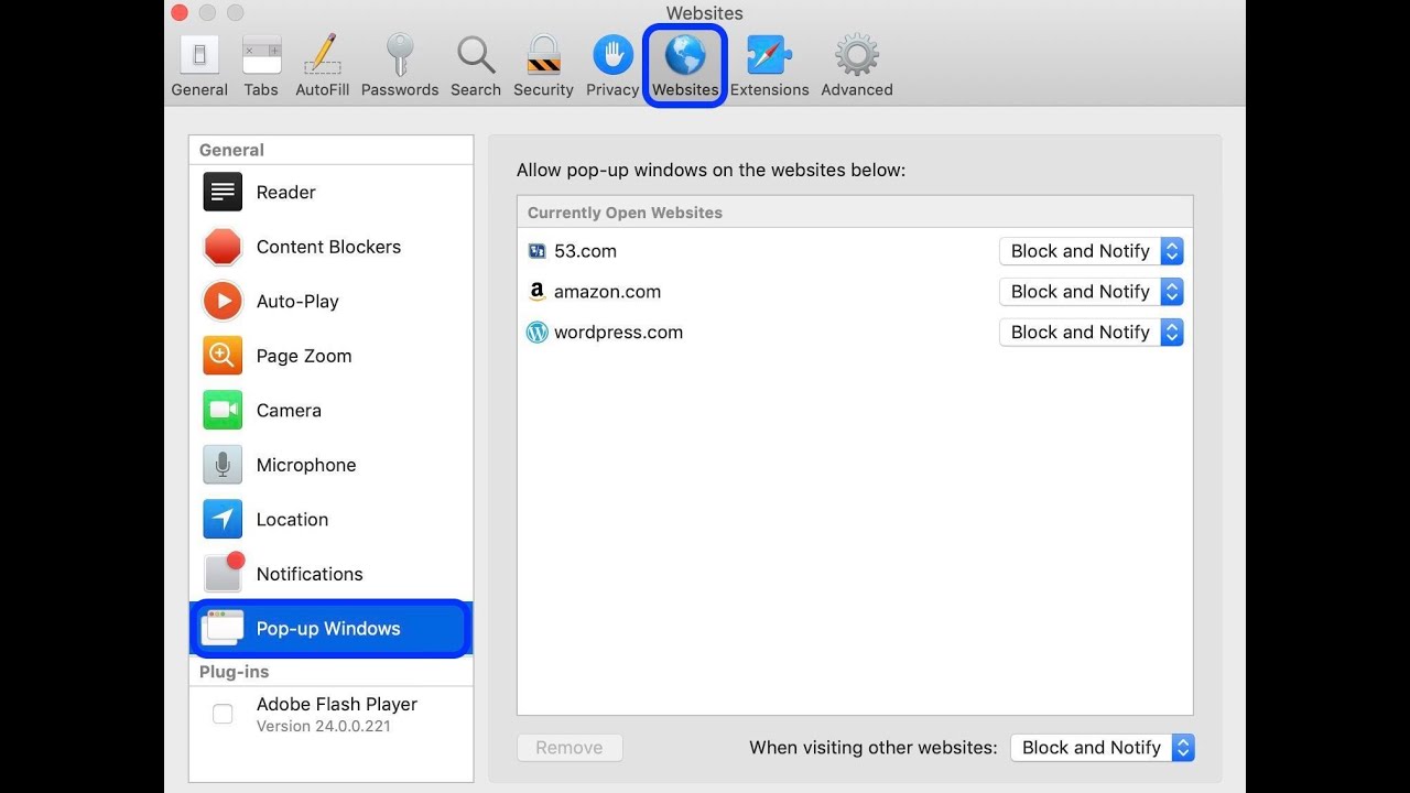 How to turn off Pop Up Blocker on Mac