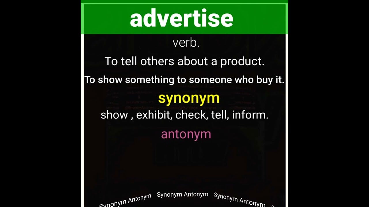 advertise what is advertise | meaning of advertise @SynonymAntonym