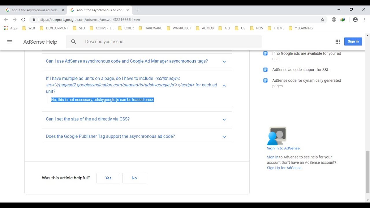 Do We Must Include Adsbygoogle.js in Every Unit in Pages?