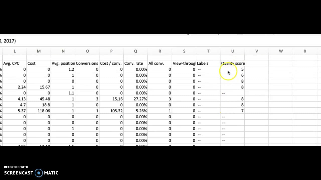 How To Pull Quality Score in Google Adwords