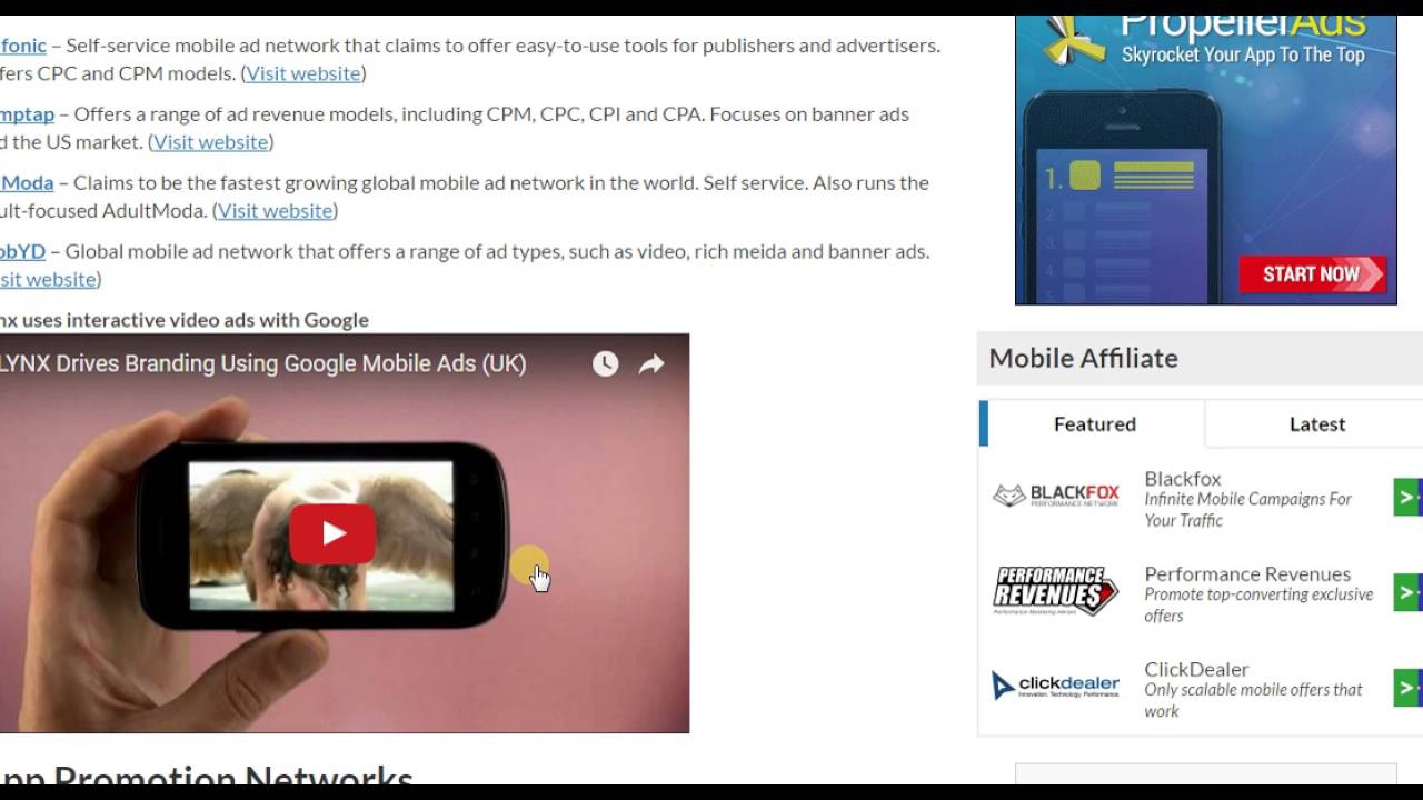 A List of Mobile Advertising Networks