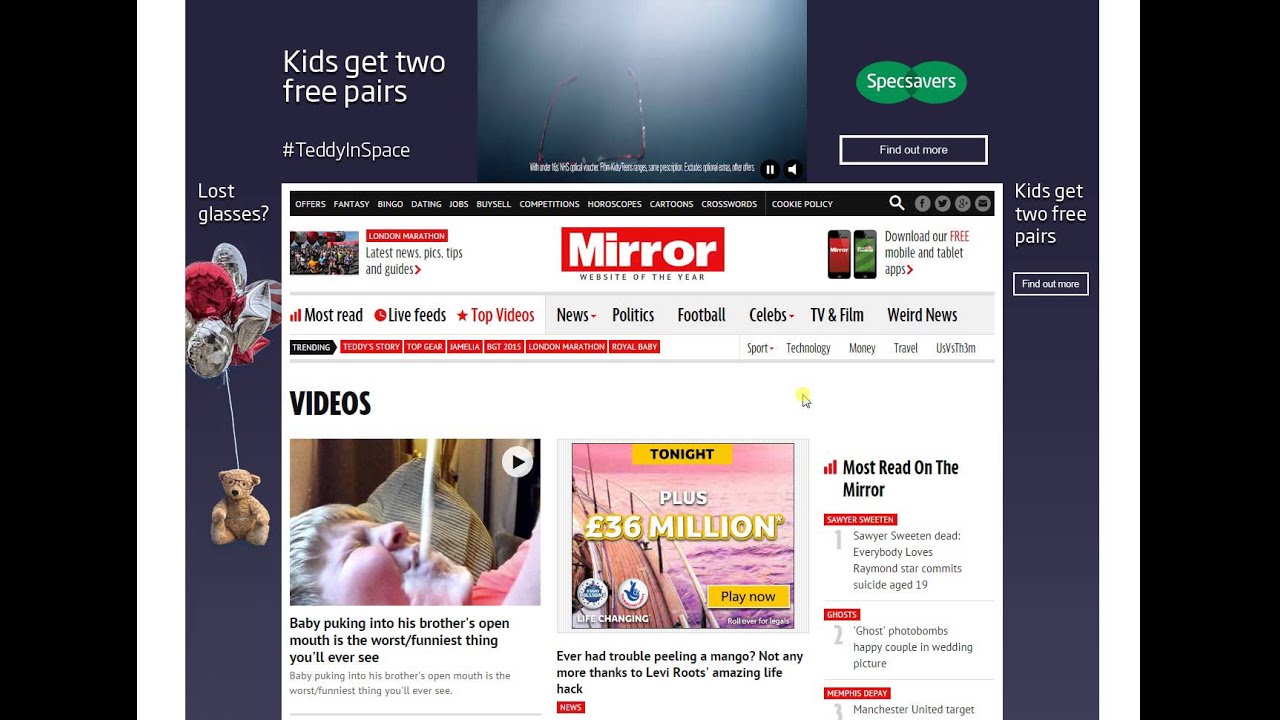Specsavers online newspaper ad