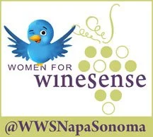 Logo For Women For Winesense With A Blue Bird Icon, Grapevine Motif, And Social Media Handle @Wwsnapasonoma, Symbolizing Digital Marketing And Engagement In The Wine Industry.