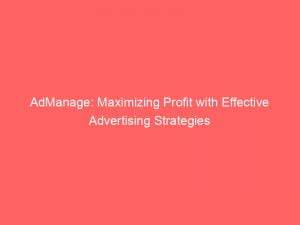 Admanage Maximizing Profit With Effective Advertising Strategies 145903