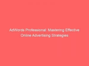 Adwords Professional Mastering Effective Online Advertising Strategies 150780