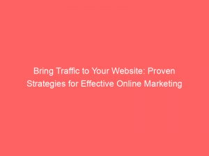 bring traffic to your website proven strategies for effective online marketing 144687