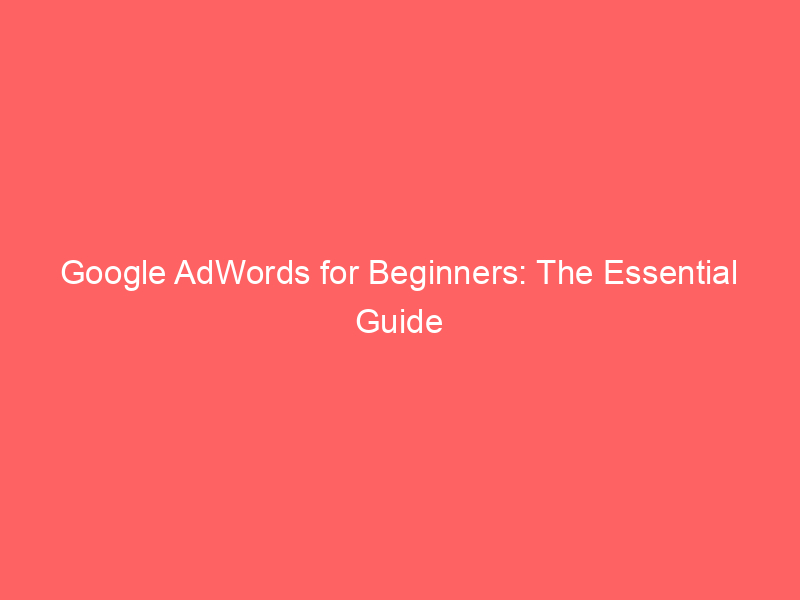 Google AdWords For Beginners: The Essential Guide - Froggy Ads