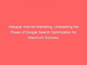 habazar internet marketing unleashing the power of google search optimization for maximum success 151113