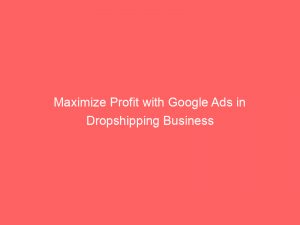 maximize profit with google ads in dropshipping business 151102