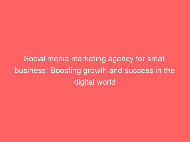 Social Media Marketing Agency For Small Business Boosting Growth And