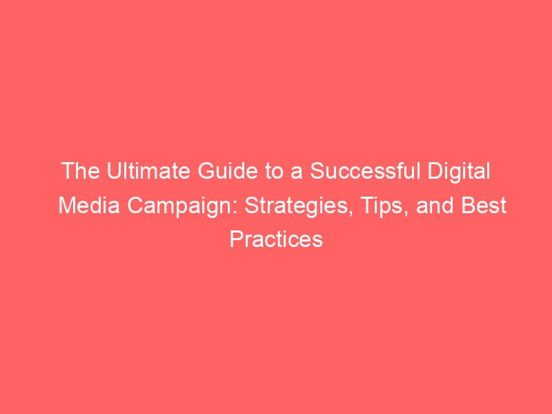 The Ultimate Guide To A Successful Digital Media Campaign Strategies