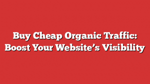 Buy Cheap Organic Traffic: Boost Your Website’s Visibility