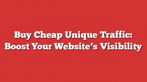 Buy Cheap Unique Traffic: Boost Your Website’s Visibility