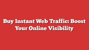 Buy Instant Web Traffic: Boost Your Online Visibility