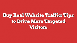 Buy Real Website Traffic: Tips to Drive More Targeted Visitors