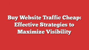 Buy Website Traffic Cheap: Effective Strategies To Maximize Visibility
