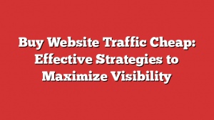 Buy Website Traffic Cheap: Effective Strategies to Maximize Visibility