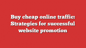 Buy cheap online traffic: Strategies for successful website promotion