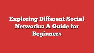 Exploring Different Social Networks: A Guide For Beginners