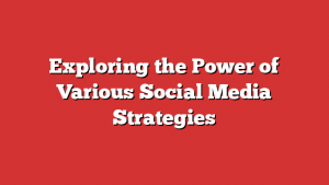 Exploring the Power of Various Social Media Strategies