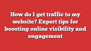 How do I get traffic to my website? Expert tips for boosting online visibility and engagement