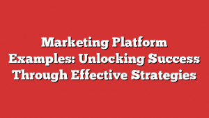 Marketing Platform Examples: Unlocking Success Through Effective Strategies