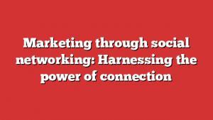 Marketing through social networking: Harnessing the power of connection
