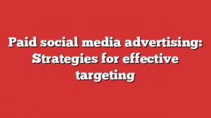 Paid social media advertising: Strategies for effective targeting