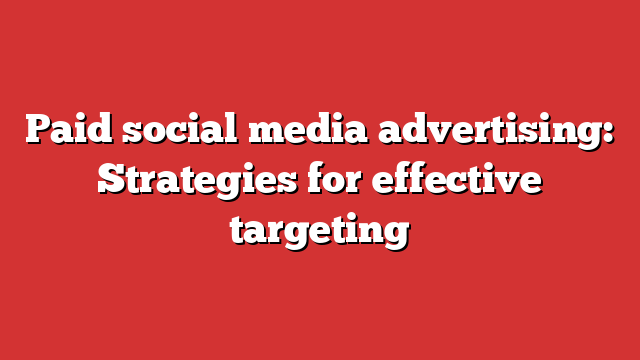 Paid Social Media Advertising: Strategies For Effective Targeting ...