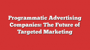 Programmatic Advertising Companies: The Future of Targeted Marketing