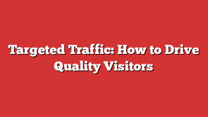 Targeted Traffic: How to Drive Quality Visitors