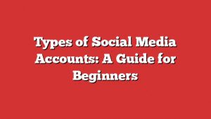 Types Of Social Media Accounts: A Guide For Beginners 1 Types Of Social Media Accounts: A Guide For Beginners